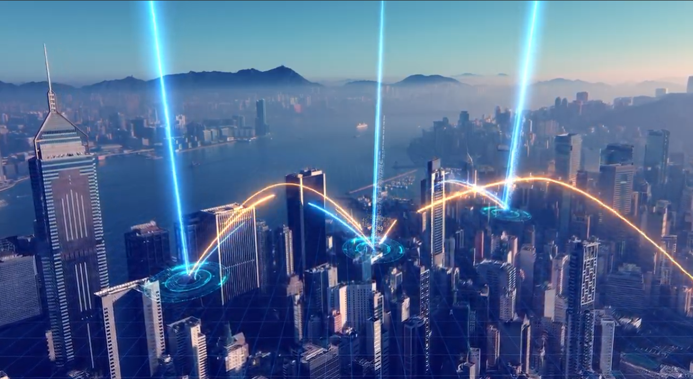 SuttonBusinessVelocity-MarketingMap City skyline with lines representing geo-targeting zones